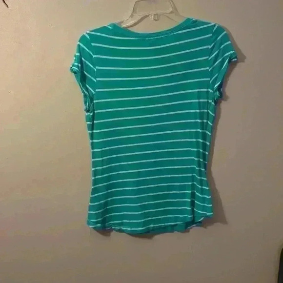 Express, medium, green/ white striped shirt - Picture 4 of 4